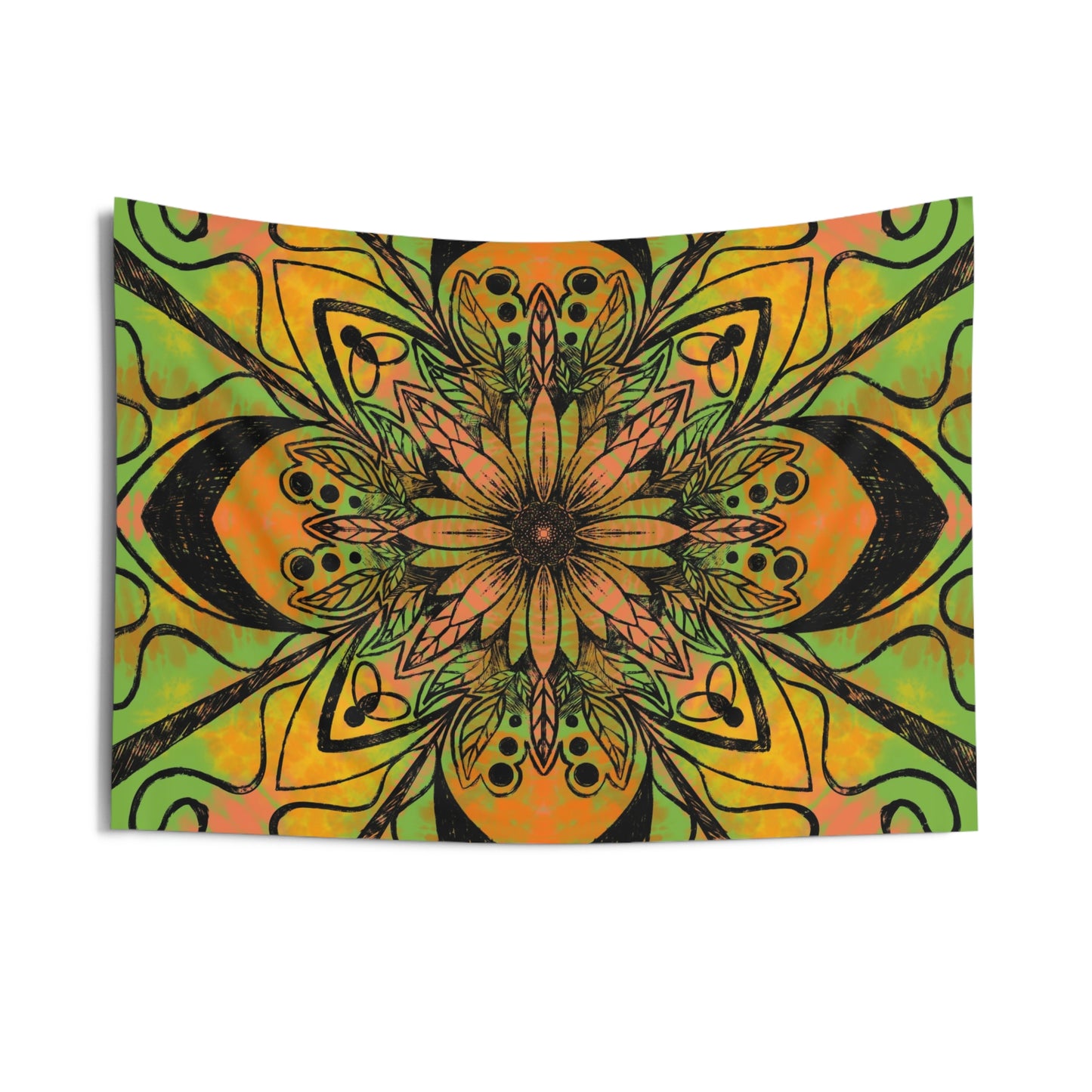 Orange/Lime Sunflower Indoor Wall Tapestries
