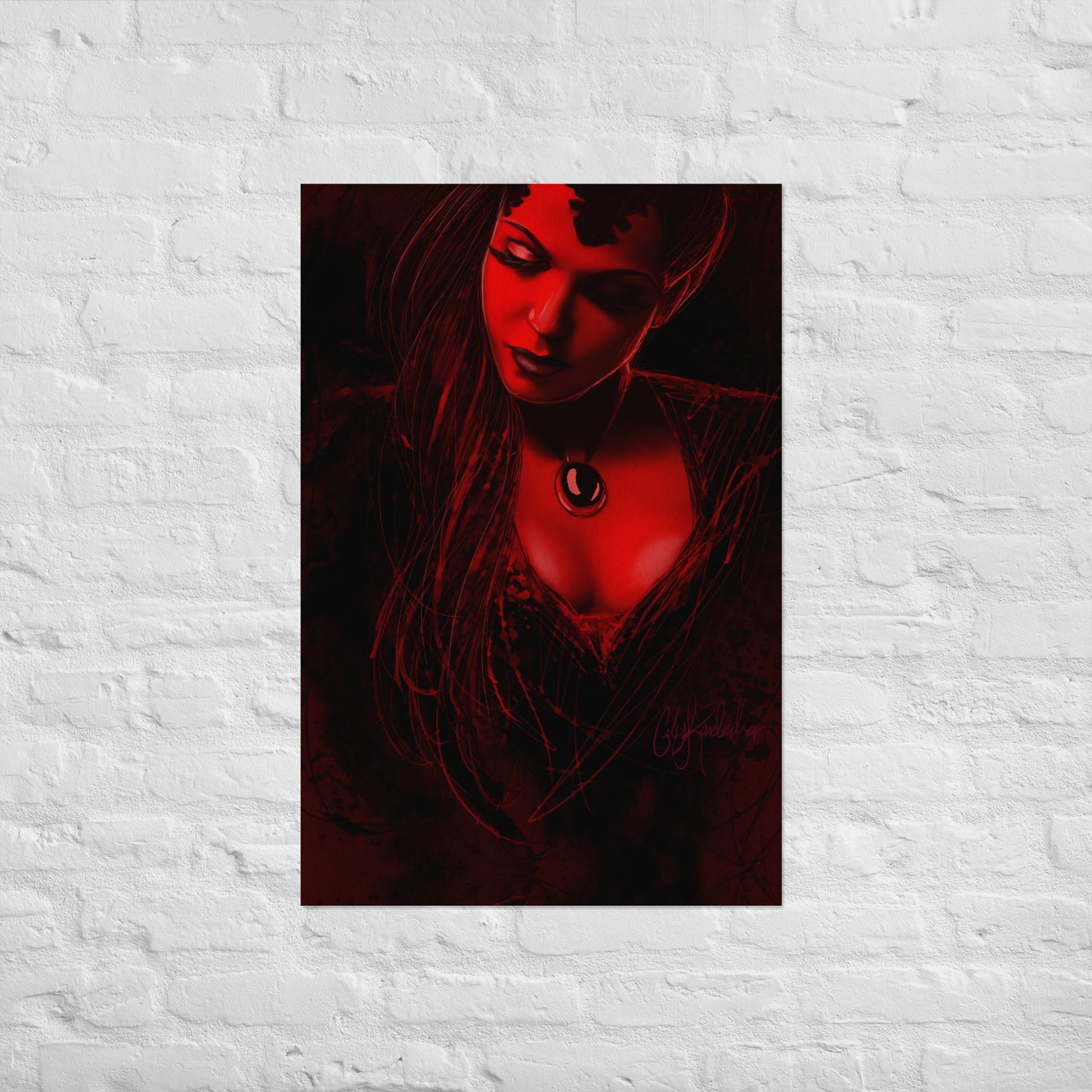 Red and Black Ink Regina Print