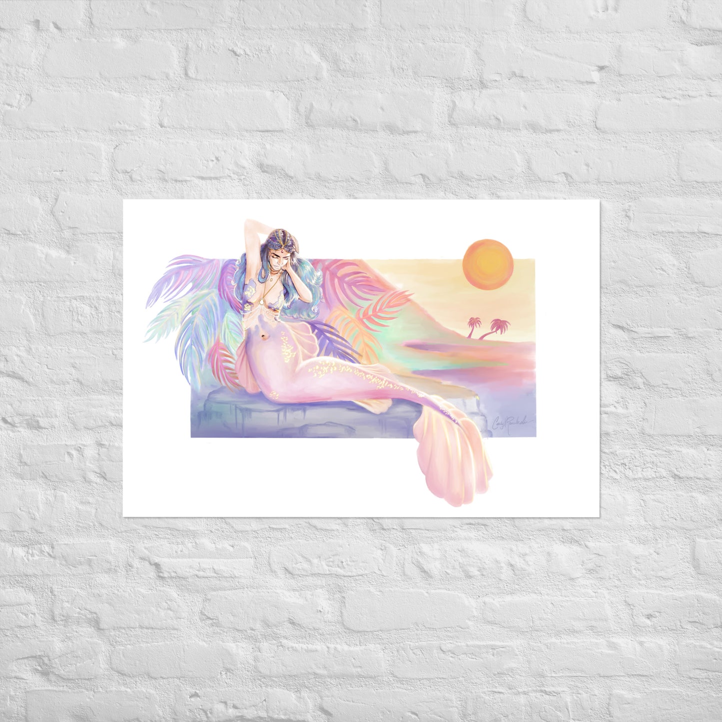 Rainbow Sunset Mermaid Print