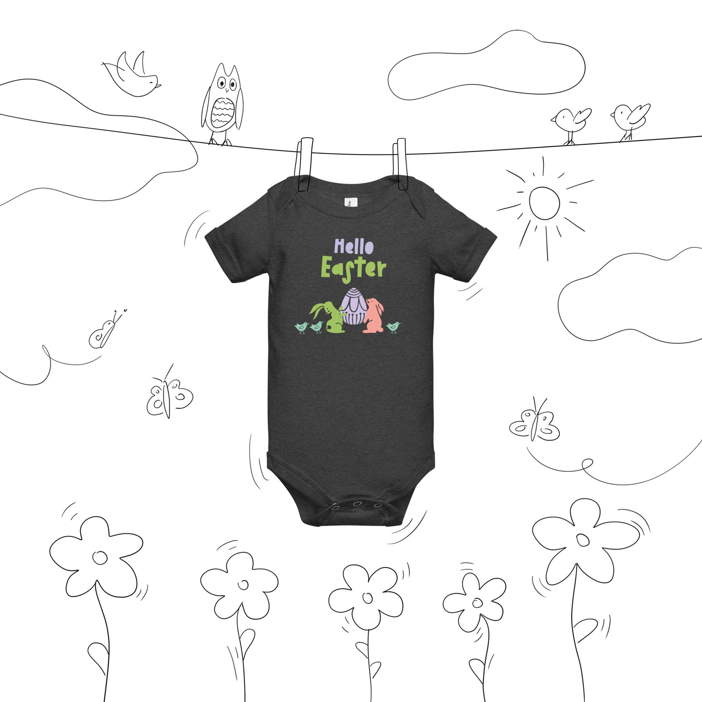 Hello Easter Baby short  sleeve onesie