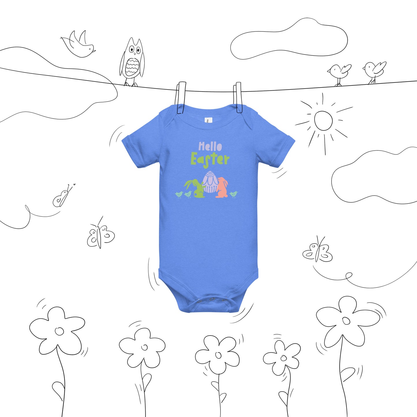 Hello Easter Baby short  sleeve onesie