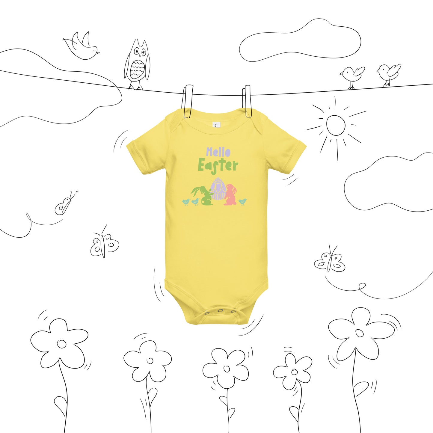 Hello Easter Baby short  sleeve onesie