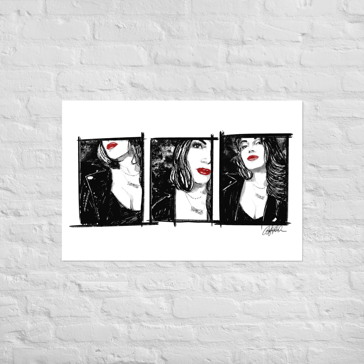 Red & Black Ink Lana Print