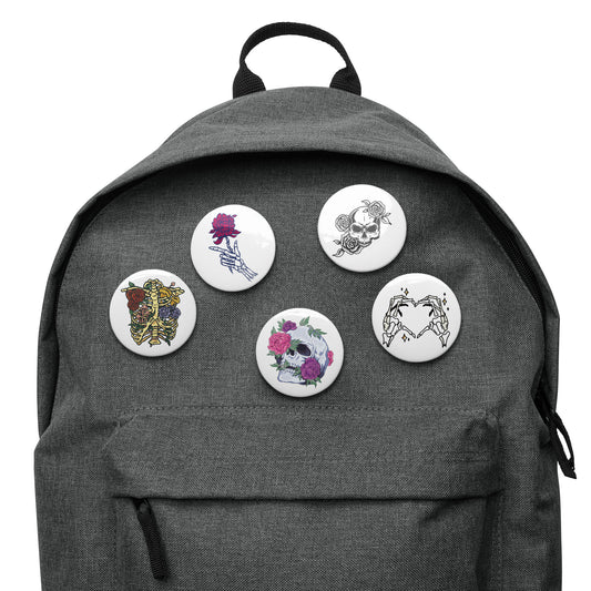 Skeleton Set of 5 pin buttons