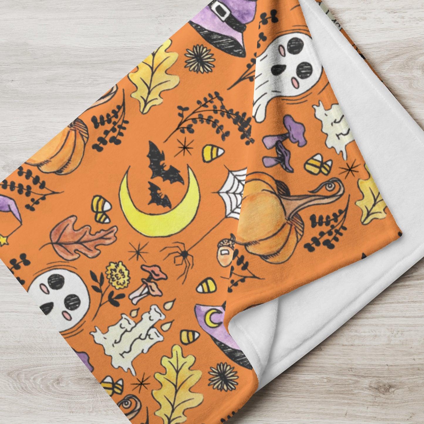 Halloween Vibes (Orange) Throw Blanket