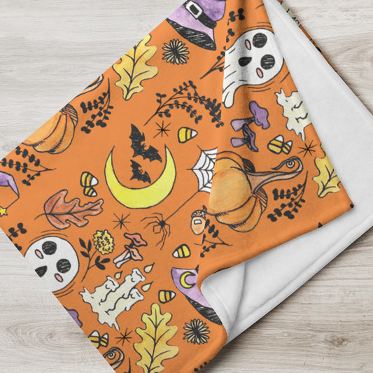 Halloween Vibes (Orange) Throw Blanket