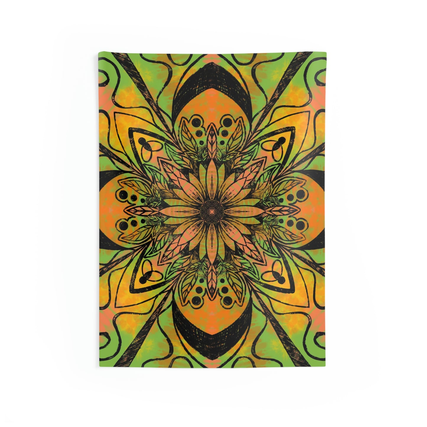 Orange/Lime Sunflower Indoor Wall Tapestries