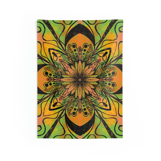 Orange/Lime Sunflower Indoor Wall Tapestries