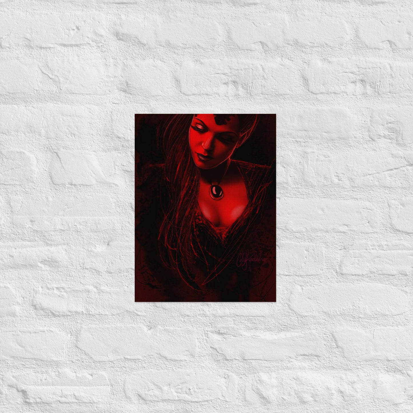 Red and Black Ink Regina Print