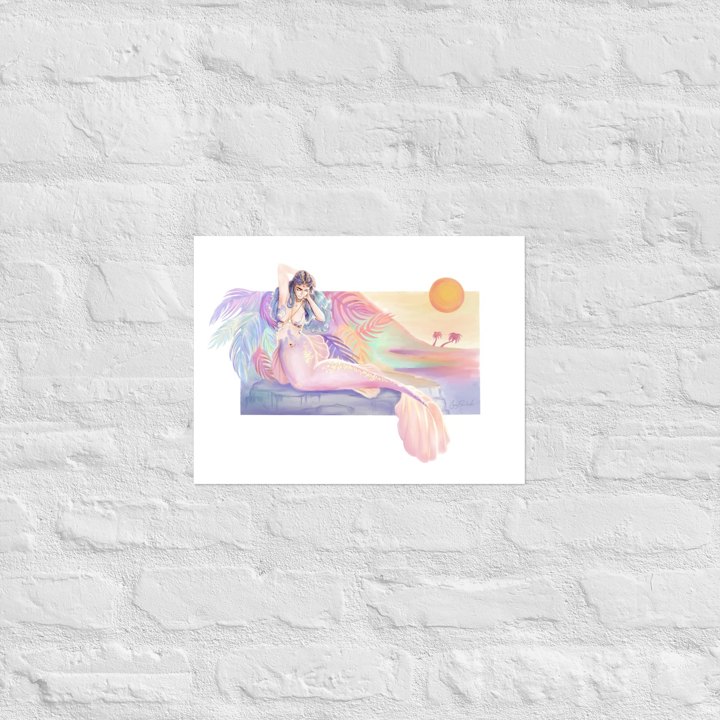 Rainbow Sunset Mermaid Print