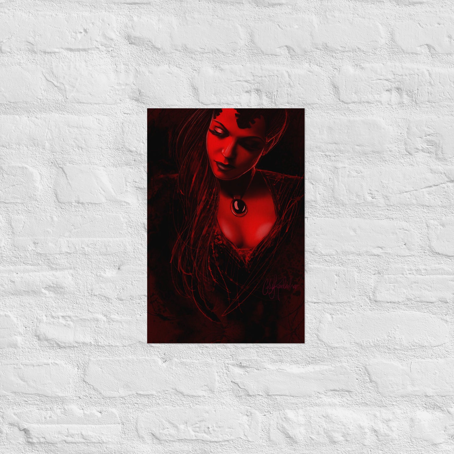 Red and Black Ink Regina Print