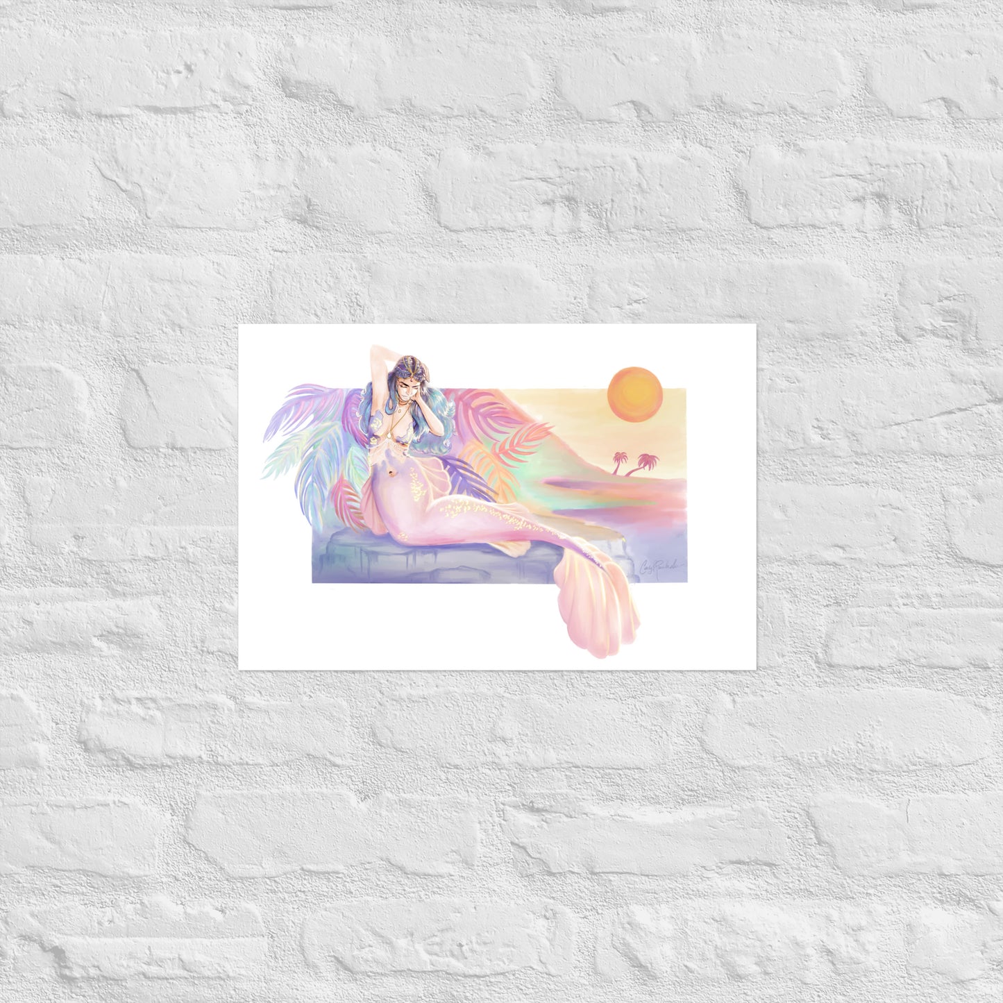 Rainbow Sunset Mermaid Print