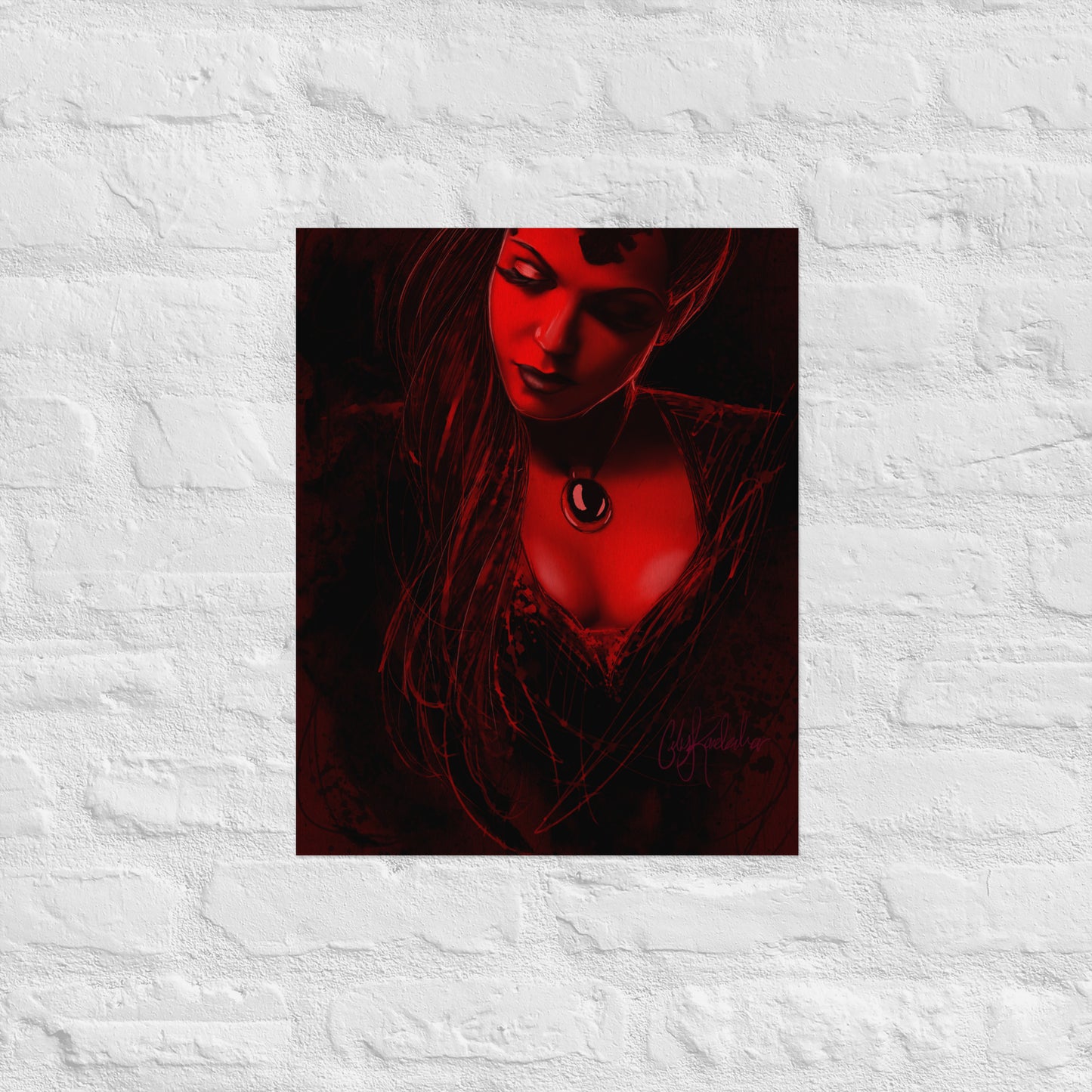Red and Black Ink Regina Print