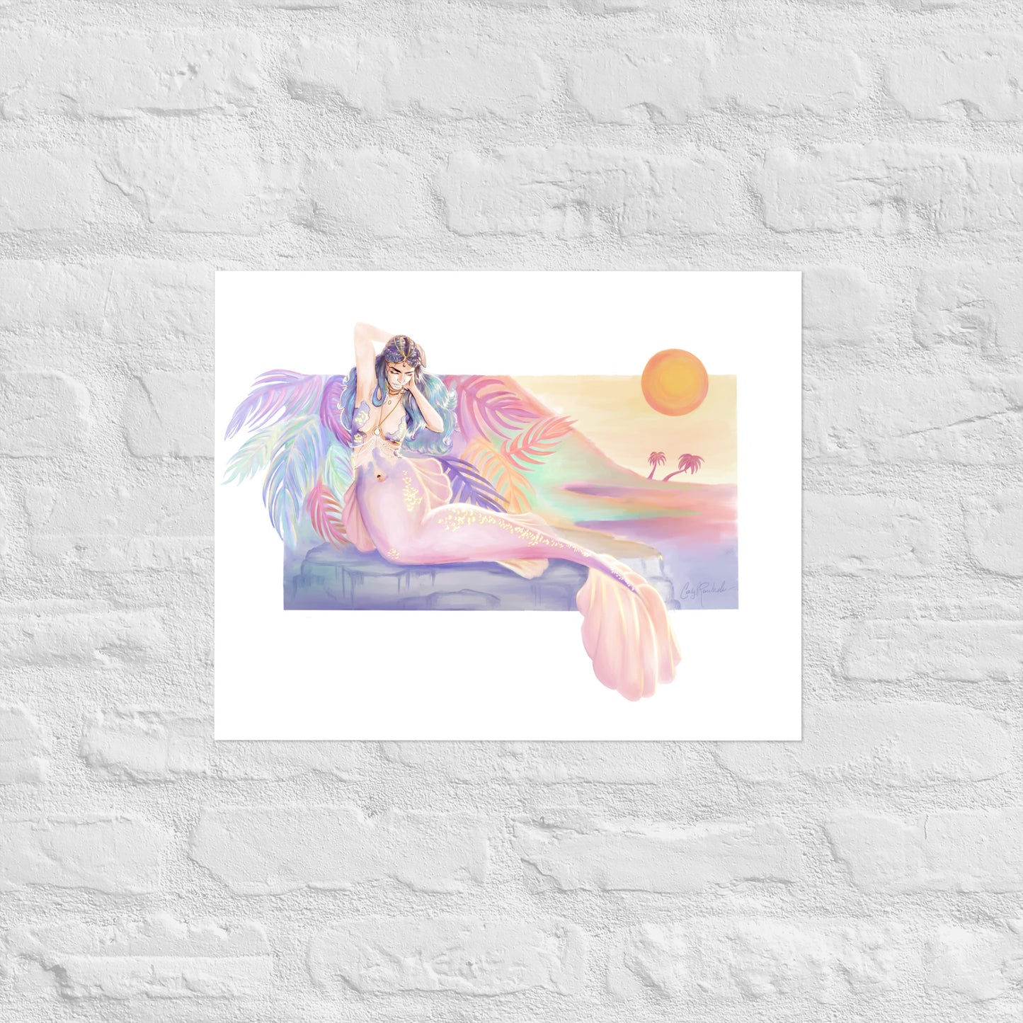 Rainbow Sunset Mermaid Print