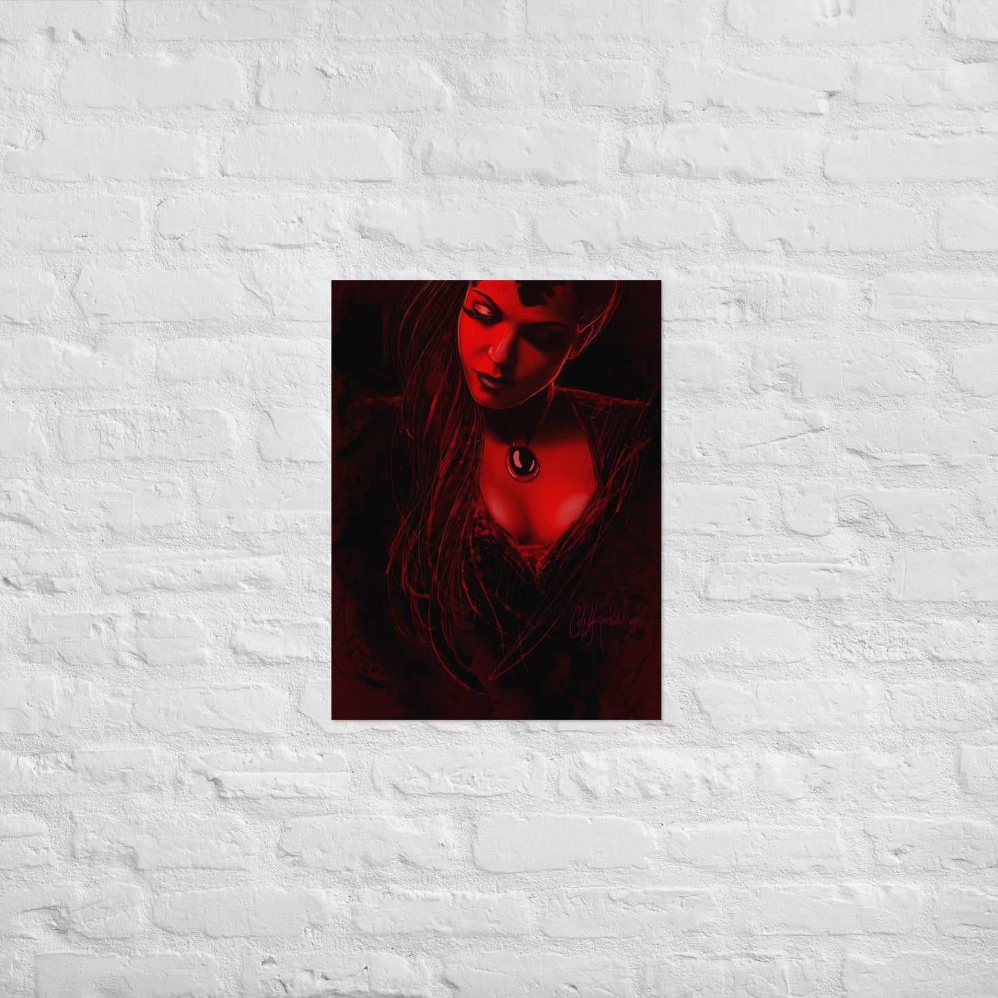 Red and Black Ink Regina Print