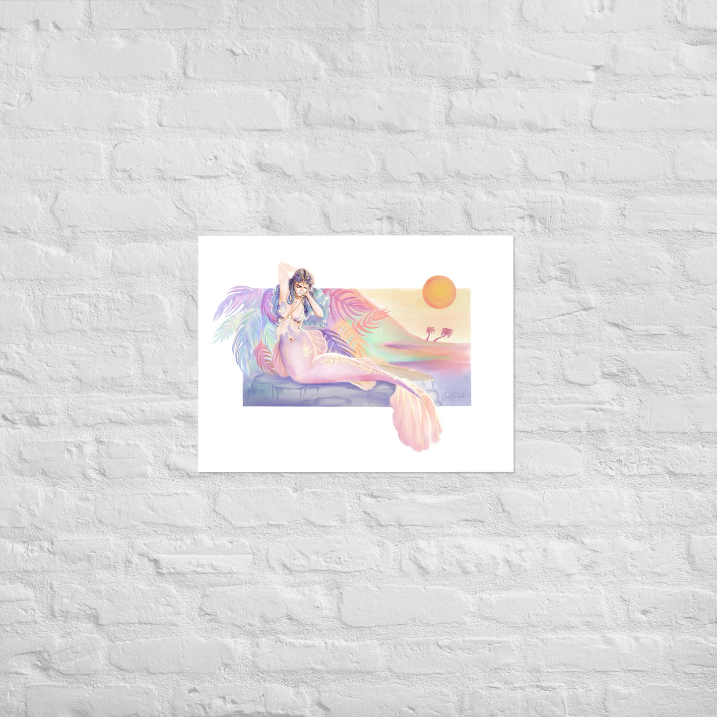 Rainbow Sunset Mermaid Print